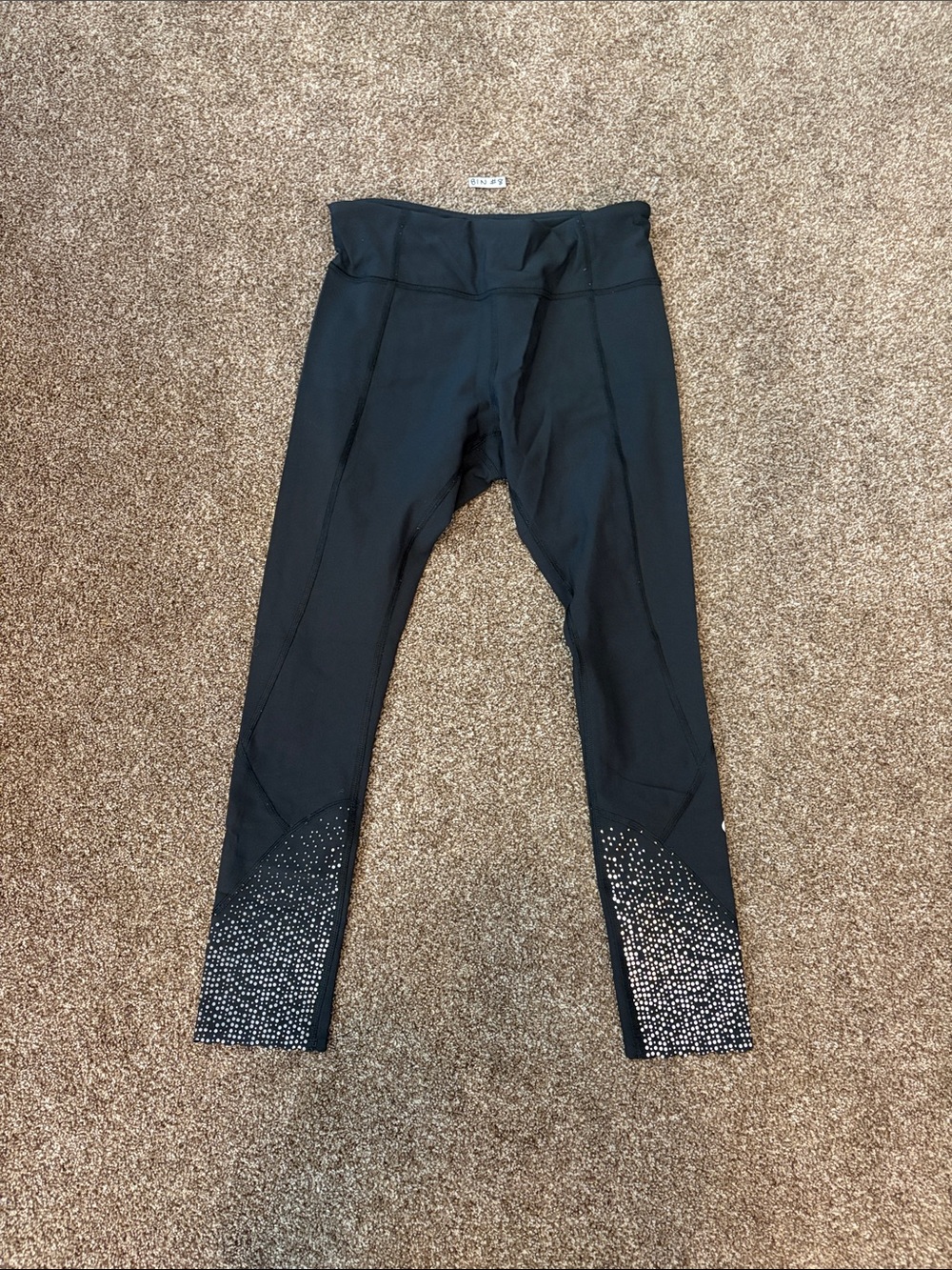 lululemon athletica Black Capri Leggings with Silver Rhinestone Accent